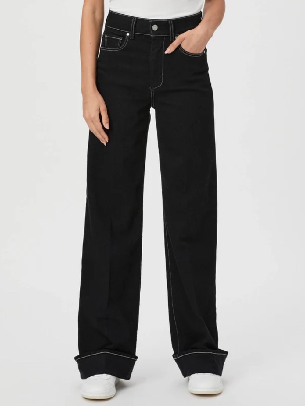 Paige Sasha Wide Cuff Jeans – Size 25 – Twilight Black